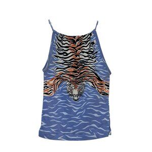 Vintage BCBG Tiger Baby Tee M Halter Tank Double Sided Archival Animal Print
